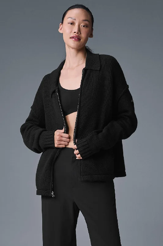  Women's Apparel And GarmentsHeritage Full Zip Sweater - Black