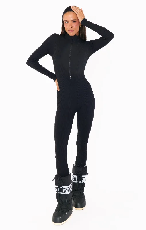  Women's Evening GarmentsLodge Onesie ~ Winter Rib Black