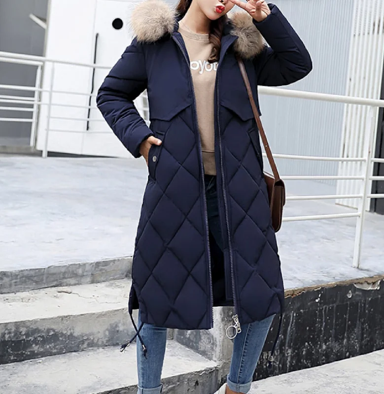  Hot Brand DiscountsWomens Long Zipper Coat with Furry Hood