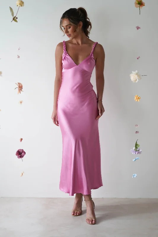  Comfortable Women's AttireBethanie Soft Satin Maxi Dress | Bright Pink