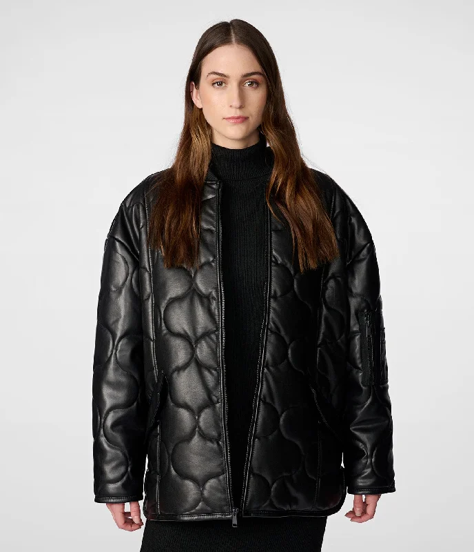  Women's Comfy Loungewear OutfitFaux Leather Oversized Quilted Jacket