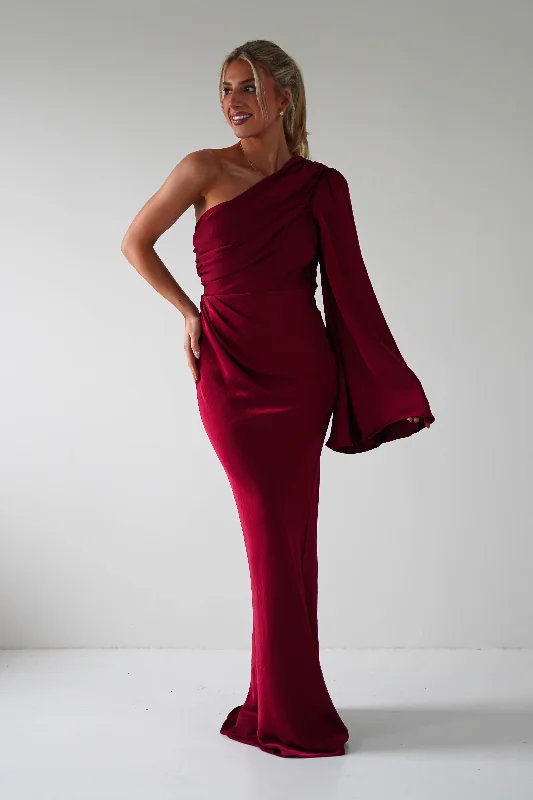  Women's Trendy Casual ClothesElegance Silky Maxi Dress | Wine