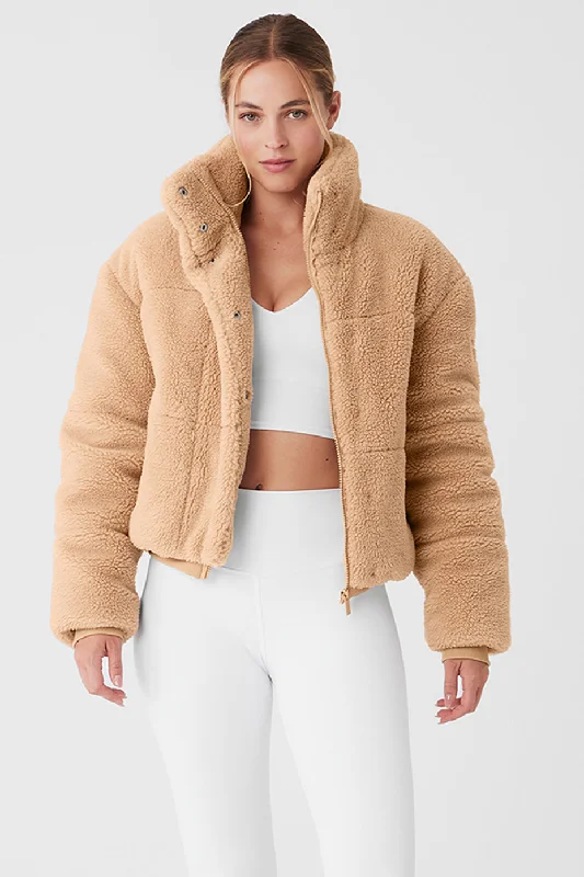  Women's High-Fashion GarmentsSherpa Snow Angel Puffer - Camel