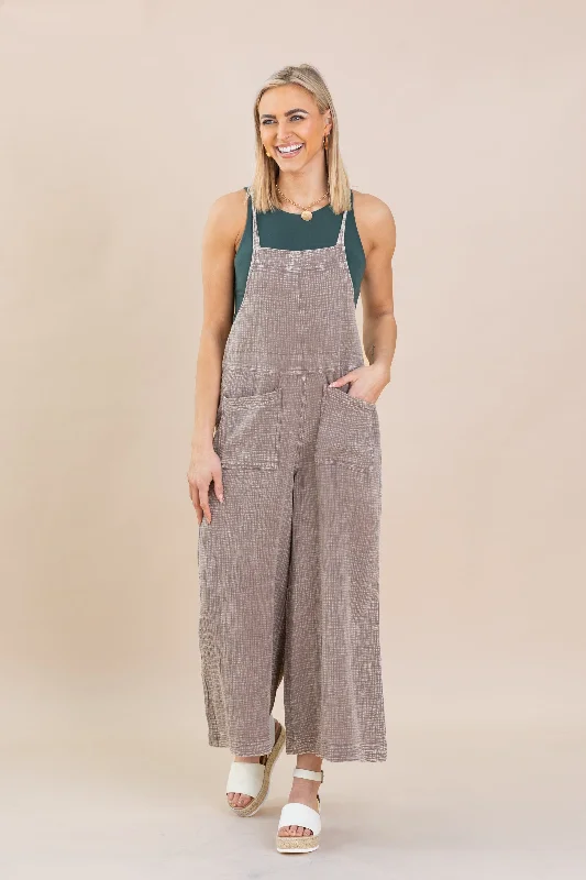  Daily DealsAsh Mocha Mineral Washed Cotton Jumpsuit