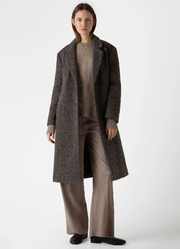  Women's Clothes For The OfficeWomen's British Wool Coat in Brown Herringbone