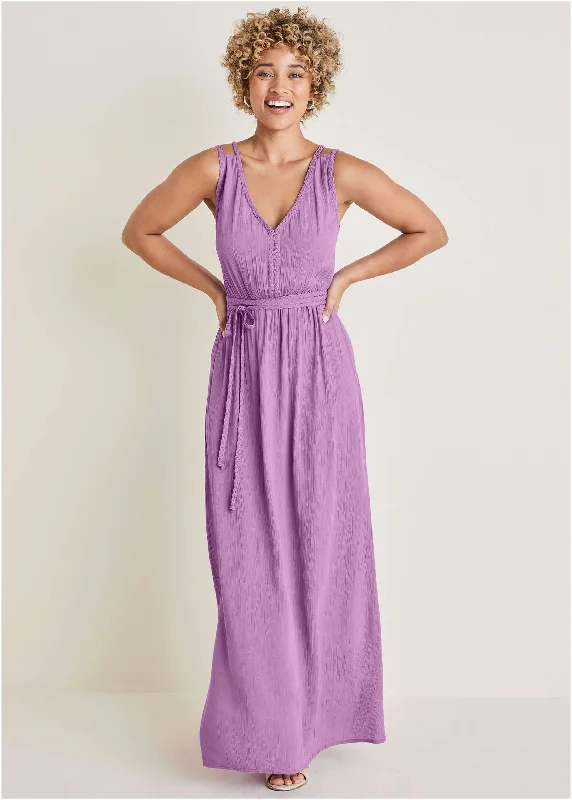  Women's Clothing For WorkBraided Detail Maxi Dress - Purple