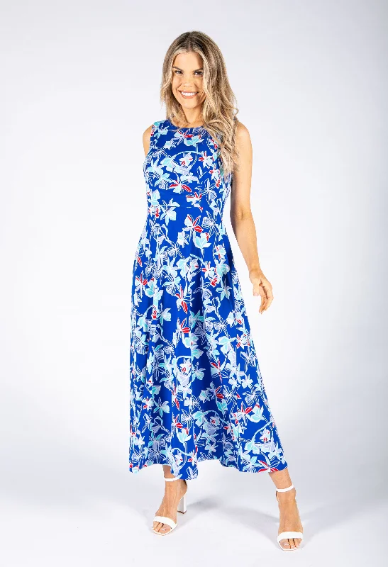  Affordable Fashion Clothing For WomenTropic Floral Dress in Royal Blue