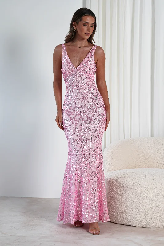  Women's Travel AttirePerdita Sequin Bodycon Gown | Pink