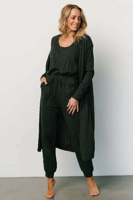  Fashion SaleJanae Jumpsuit + Cardigan Set | Dark Green