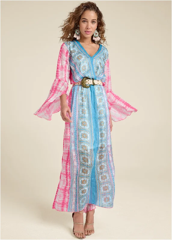  Comfortable Garments For WomenPrinted Maxi Dress - Pink Multi