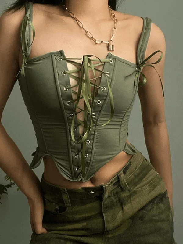  Get The Latest TrendsBerryBetty - Lace Up Corset Top