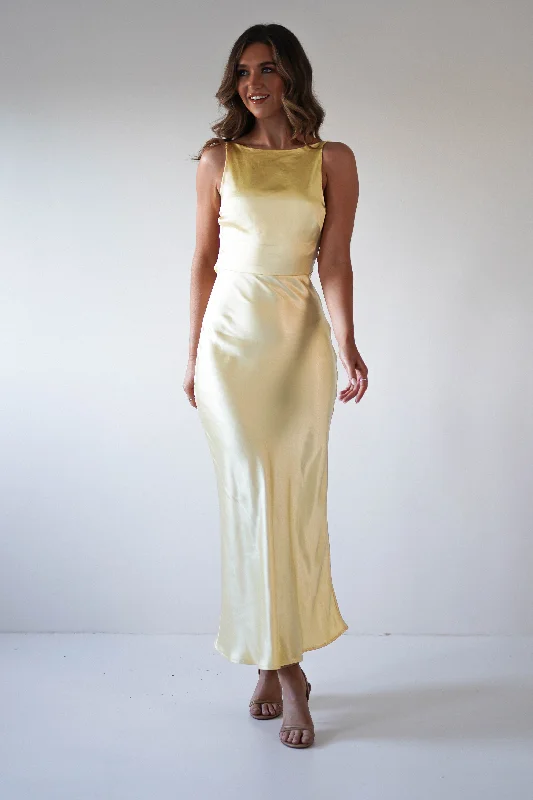  Women's Functional Outdoor GarmentsBayleigh Soft Satin Maxi Dress | Yellow