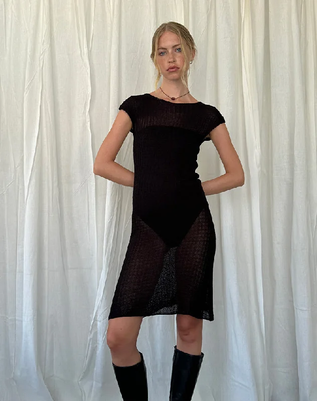  Limited Time OffersAdeline Midi Dress in Wide Rib Knit Black