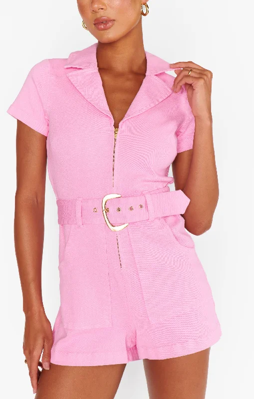  Women's Plus-Size AttireOutlaw Romper ~ Bubblegum Pink Denim