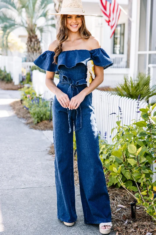  Edgy Fashion DealsSay Yes Indigo Blue Ruffled Jumpsuit