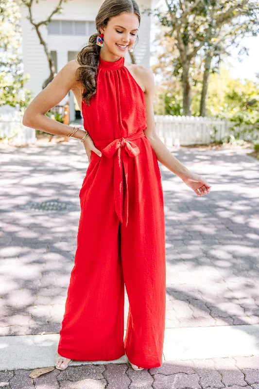  Everyday Elegance SalePresent Beauty Red Halter Jumpsuit