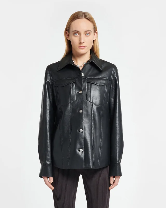  Chic Clothes For WomenRocio - Regenerated Leather Overshirt - Black