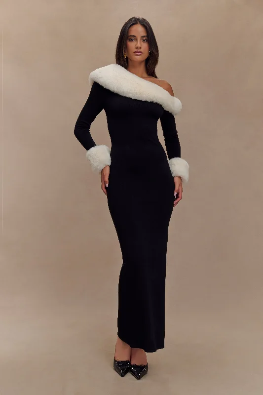  Must-Have Style DiscountsKarleigh Faux Fur Knit Maxi Dress - Black/White