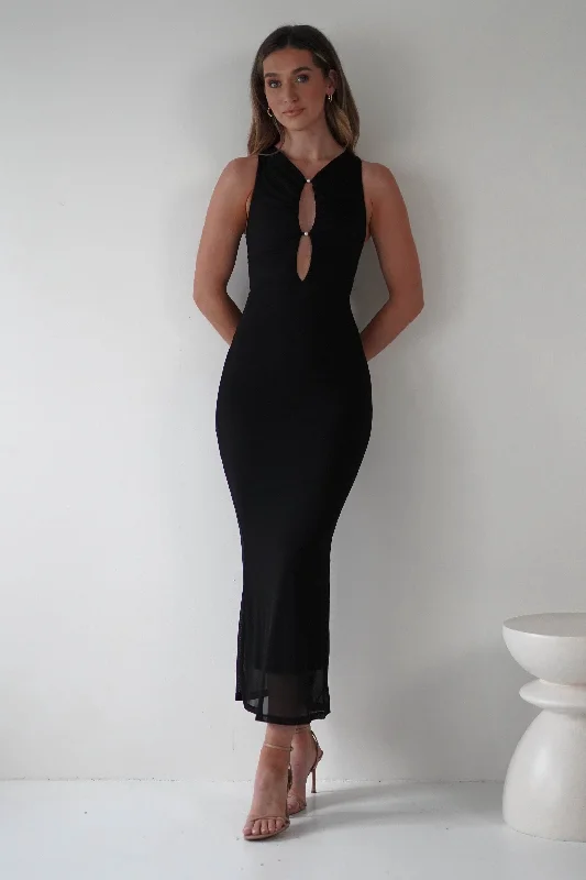  Fashion SaleHallie Mesh Bodycon Maxi Dress | Black