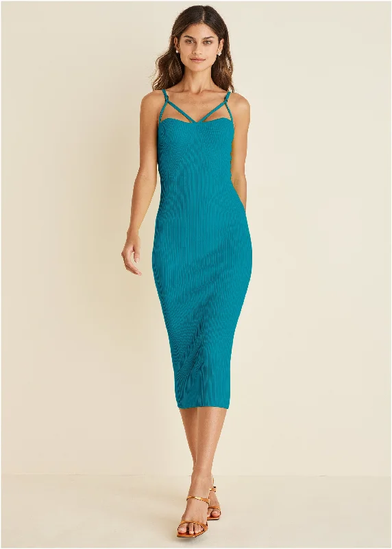  Women's Party ClothesStrappy Midi Dress - Teal