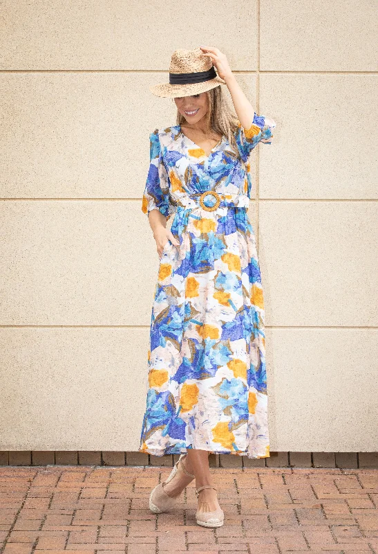  Clearance Sale, All CheapAbstract Leaf Print Midi Dress