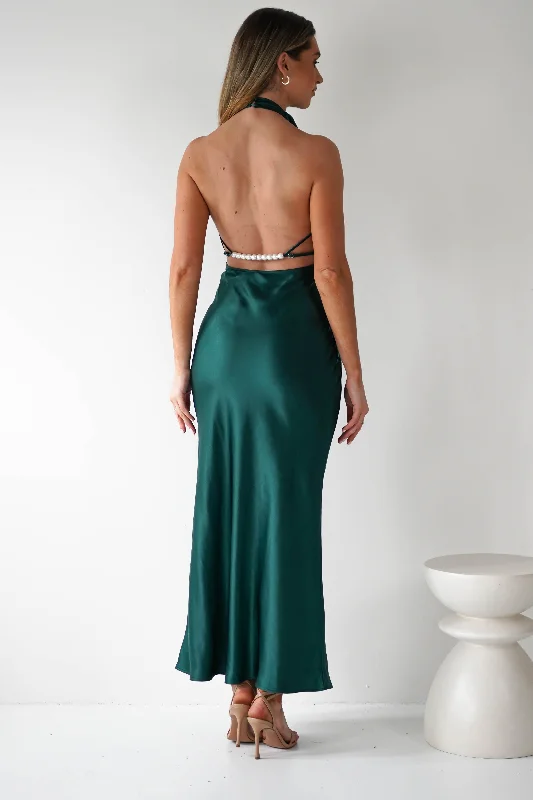  Classic Women's ApparelCapriana Pearl Back Maxi Dress | Emerald