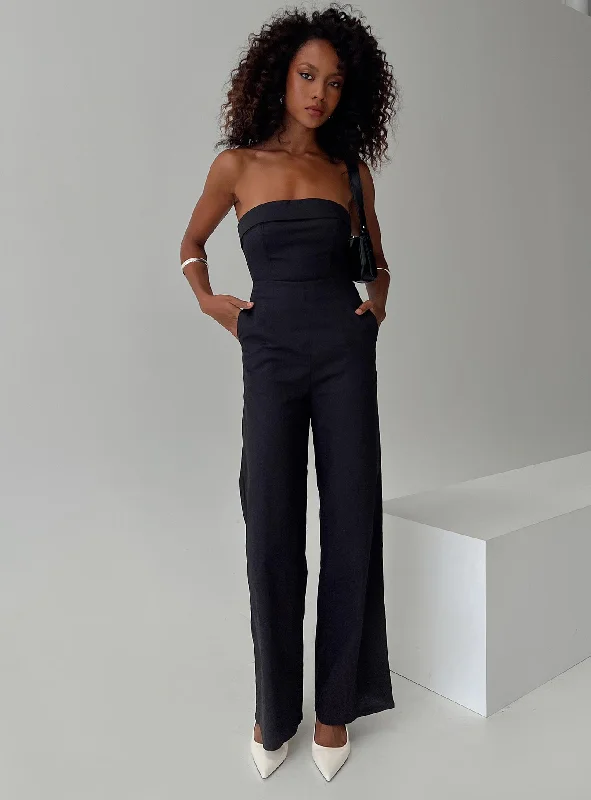  Affordable Women's OutfitLuster Strapless Jumpsuit Black