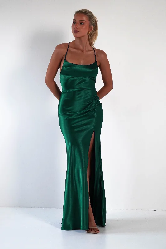  Easy Elegance SalesCelinee Satin Maxi Gown | Emerald Green