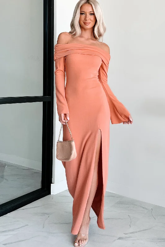  Fashionista SaleCue The Drama Off The Shoulder Maxi Dress (Coral)