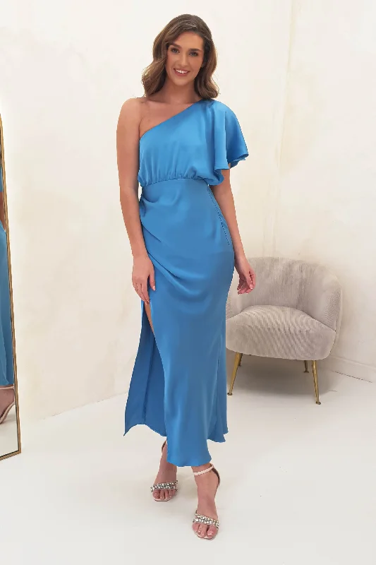  Premium Style OffersJenna Soft Satin One Shoulder Maxi | Blue