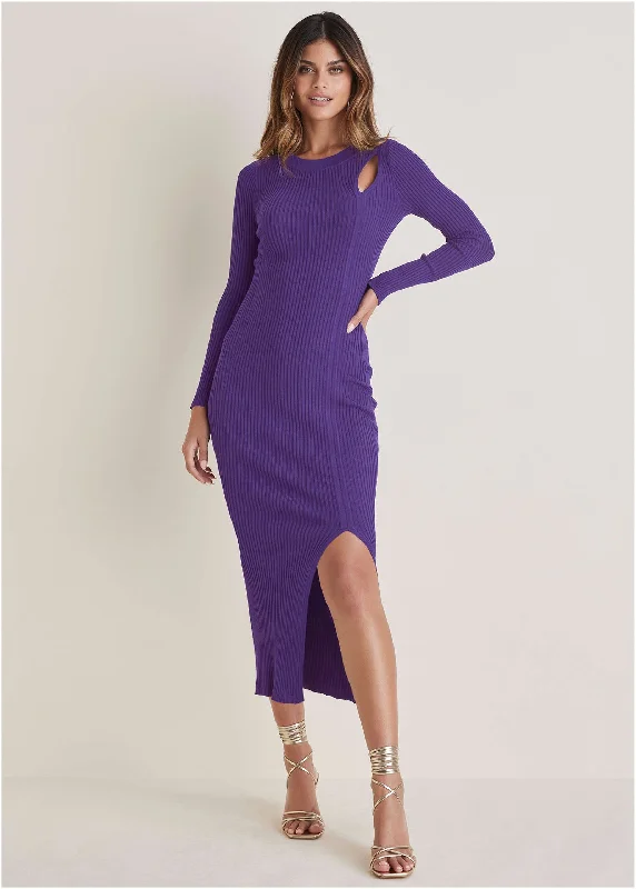  Stylish Women's ClothingRibbed Maxi Sweater Dress - Violet Indigo