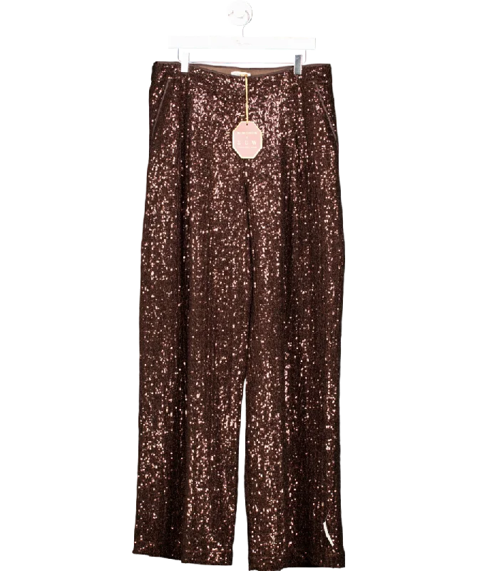  Women's Trendy Activewear ApparelMonsoon X Sarah Corbett-winder Wide Leg Sequin Trousers Bronze UK 18