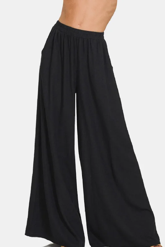  Women's Contemporary ApparelPleated Linen Blend Wide Leg Pants