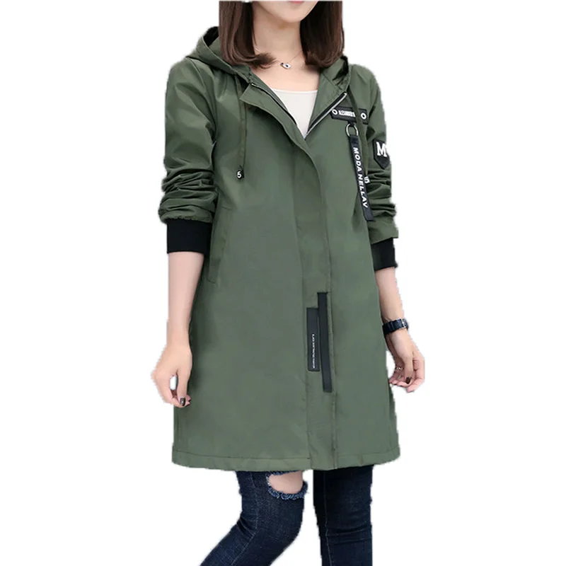  Women's Casual ApparelWomens Casual Hooded Zipped Up Jacket in Army Green