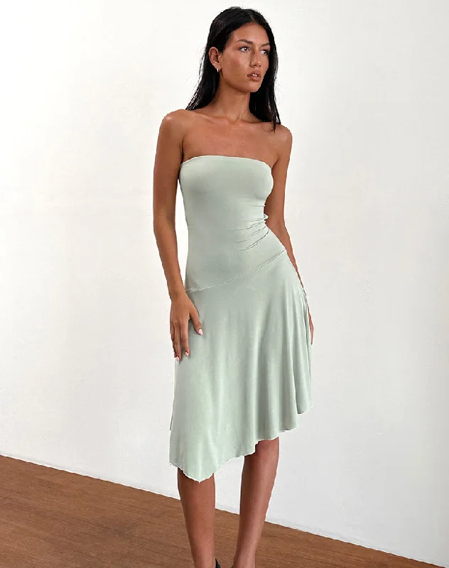  Modern Fashion SaleAkira Bandeau Midi Dress in Slinky Sage