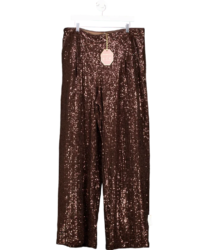  Women's Functional Apparel For Outdoor ActivitiesMonsoon X Sarah Corbett-winder Wide Leg Sequin Trousers Bronze UK 20