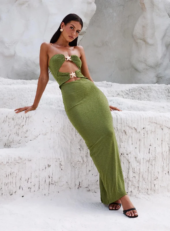  Women's Holiday ClothingNika Strapless Maxi Dress Green