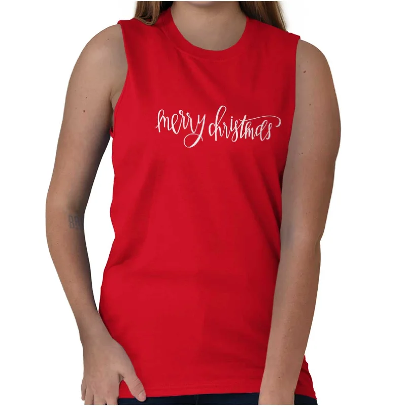  Women's Luxury GarmentsMerry Christmas Sleeveless T-Shirt