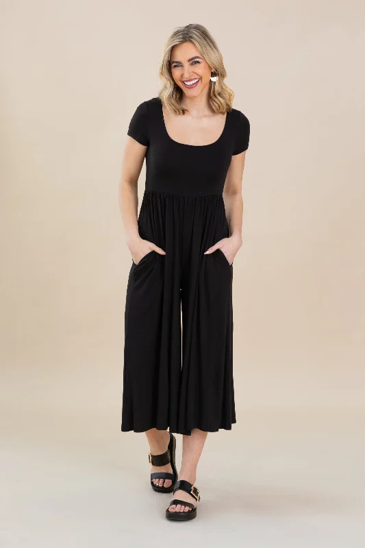  Shop The Hottest DealsBlack Double Layered Short Sleeve Jumpsuit