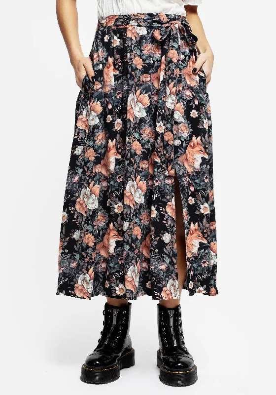  Trendy Athleisure Clothing For WomenReynard Fox Floral Print Midi Skirt