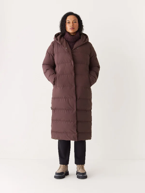  New Season Fashion Preview SaleThe Highland Long Puffer Coat in Burgundy