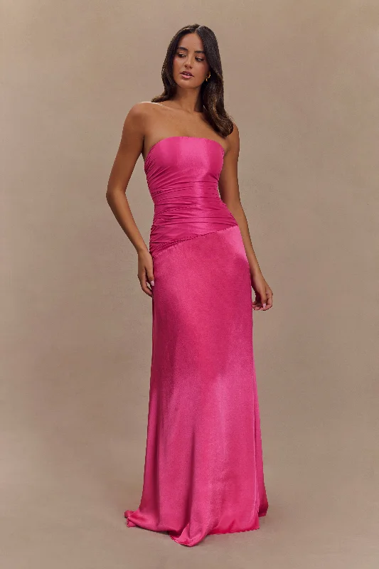  Women's Activewear AttireSerena Strapless Taffeta Maxi Dress - Crimson Pink