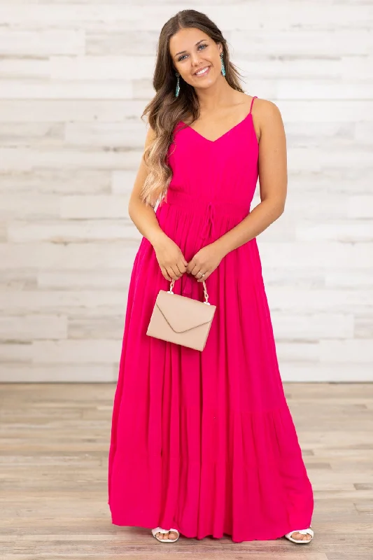  New In This SeasonHot Pink Elastic Waist Jumpsuit