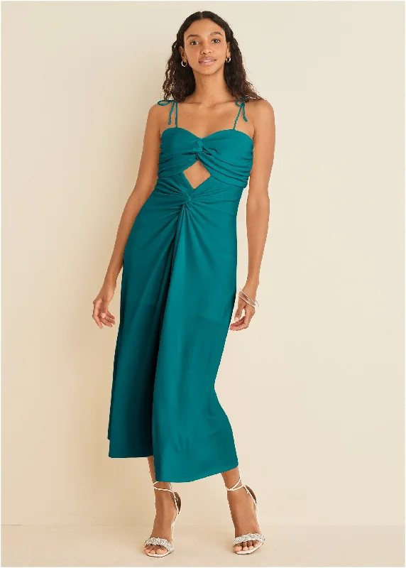  Classic Elegance SalesRuched Cutout Maxi Dress - Teal