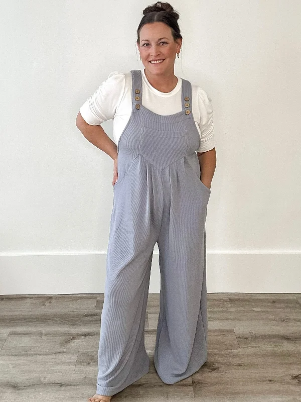  Bid Farewell To The Old SeasonSolid Wide Leg Jumpsuit - Denim