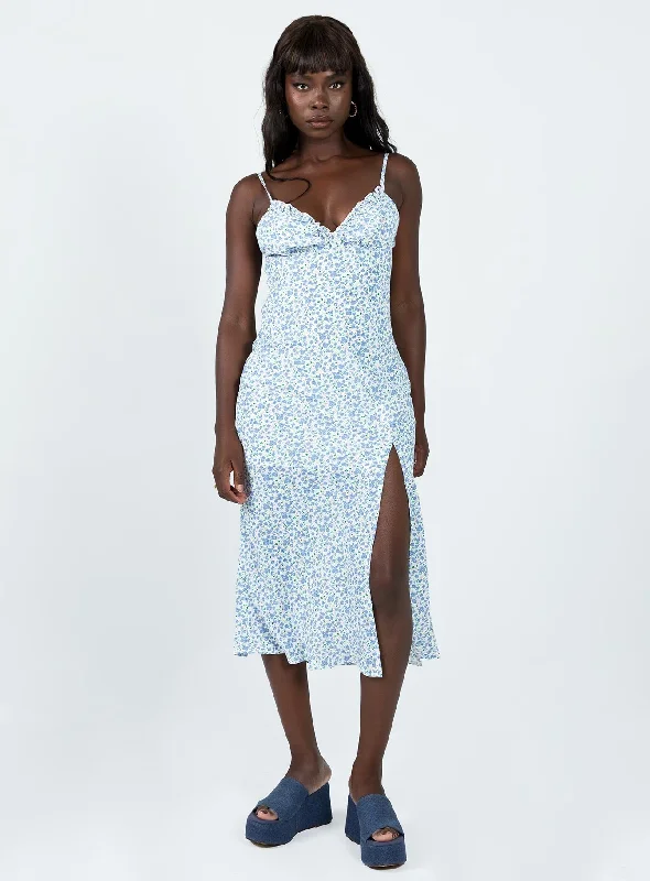  Limited Time OfferCorbio Midi Dress Blue Floral