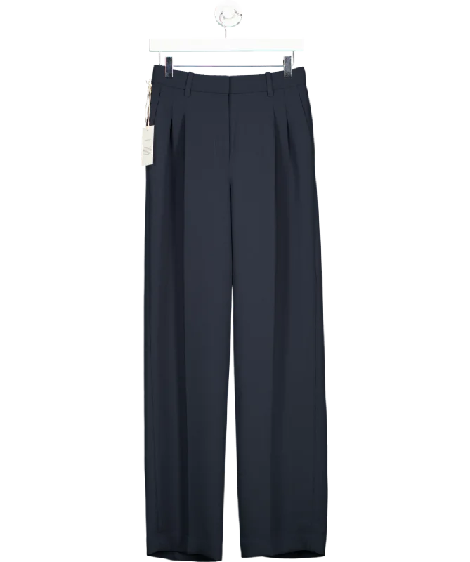  Women's Professional ApparelARITZIA Navy Blue Crepe High-waisted, Wide-leg "the Effortless" Trousers UK 8 TALL