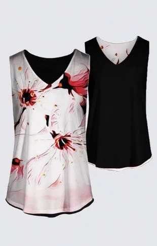  Women's Clothing SetsFloral Embosses: Pictorial Cherry Blossoms 01-02 Designer Kaplan Sleeveless Tee