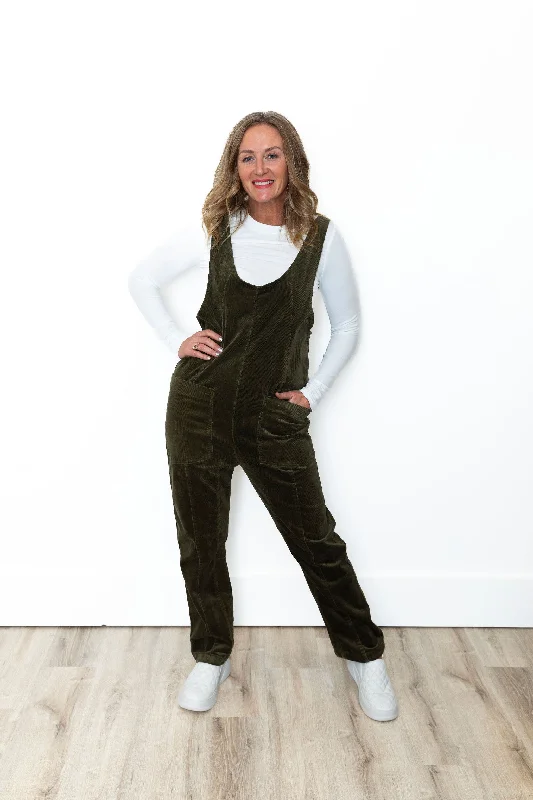  Limited Time OfferCorduroy Jumpsuit - Olive