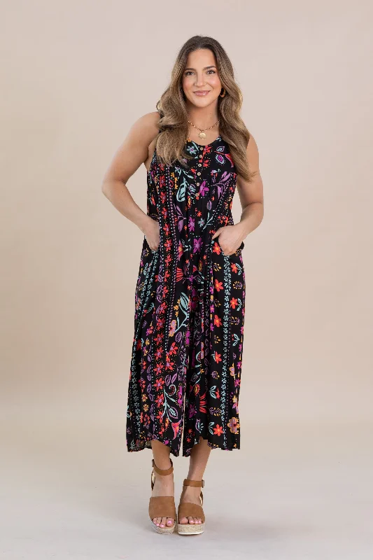  Sustainable Fashion ExtravaganzaBlack Printed Wide Leg Gauze Jumpsuit